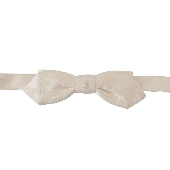 Dolce & Gabbana White 100% Silk Slim Adjustable Neck Papillon Men's Tie